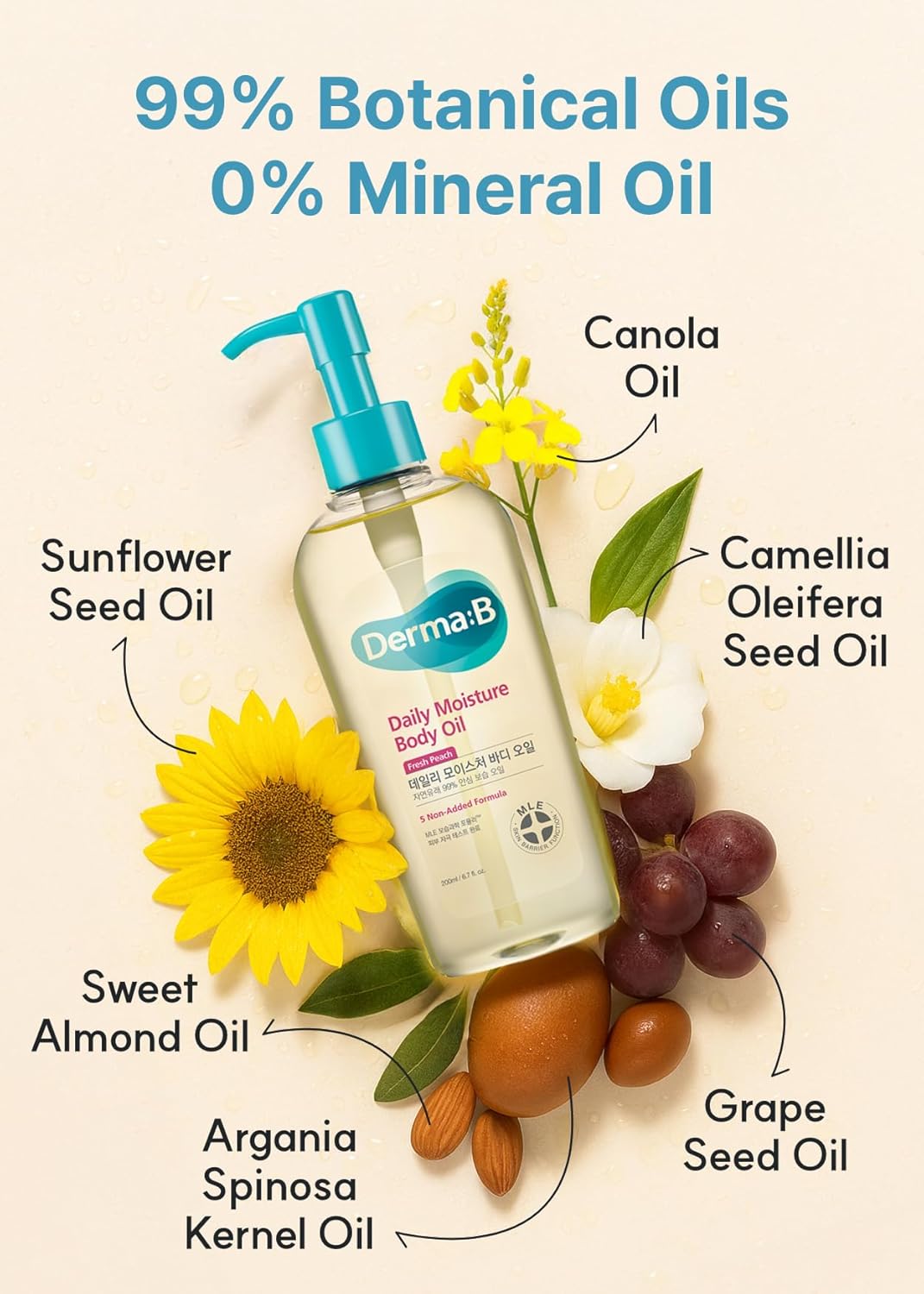 Derma: B Daily Moisture Body Oil [#Fresh Peach] 200ml	